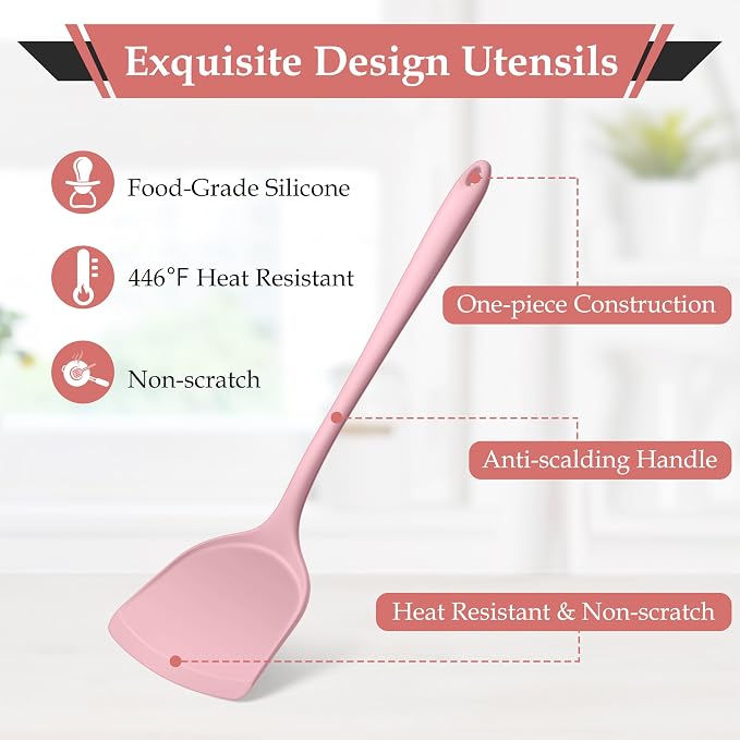 LIANYU Kitchen Silicone Utensils Set, Heat Resistant Kitchen Gadgets Include - Image 4