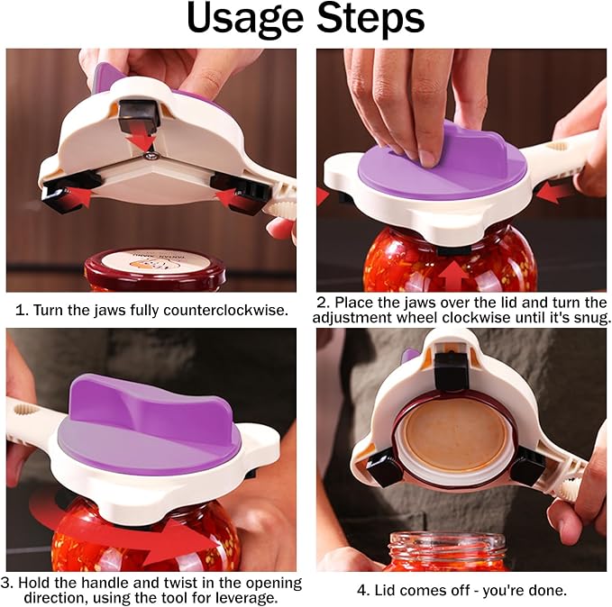 Adjustable Jar Opener for Weak Hands, 4-in-1 Multi-Function Manual Bottle - Image 3
