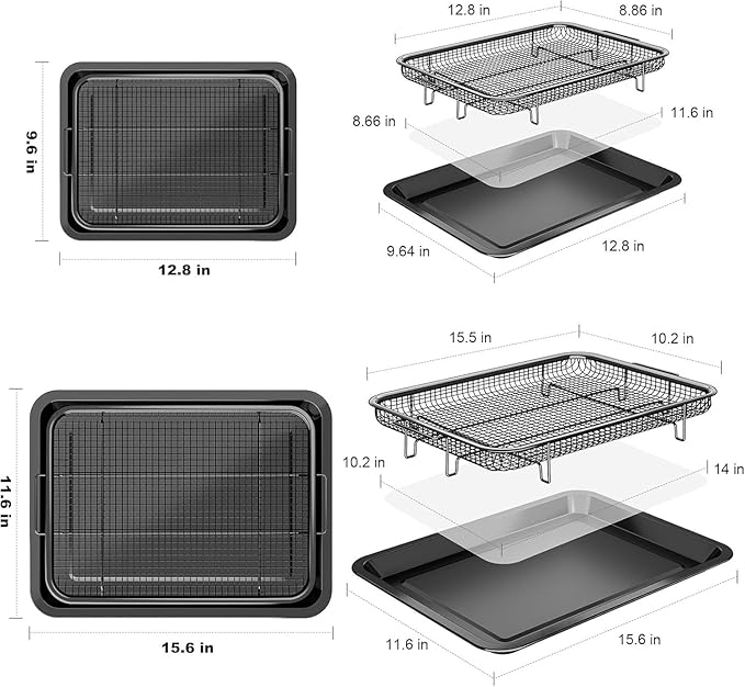 Air Fryer Basket, OPENICE 2 Set Air Fryer Pan and Crisper Tray - Image 2