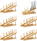6 Pack Dish Rack Bamboo Drying Rack Wooden Plate Dish Rack Cabinet Organizer by TIE-DailyNec