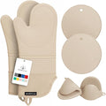 Rorecay Oven Mitts and Pot Holders Sets 6pcs, Extra Long Kitchen Silicone Oven by Rorecay