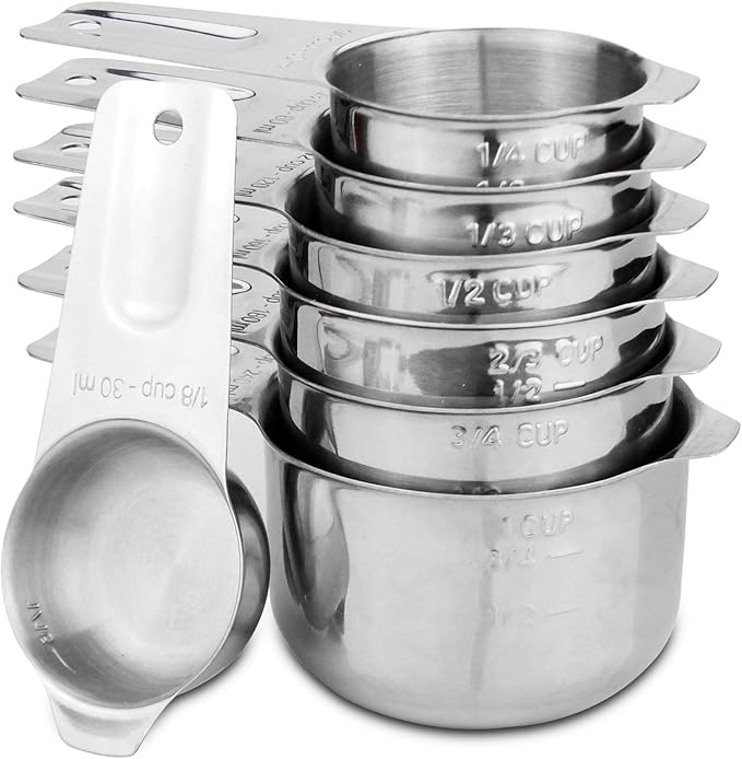 Set of 7 Heavy Duty Measuring Cups, 18/8 Stainless Steel by ALLWIN-HOUSEWARE