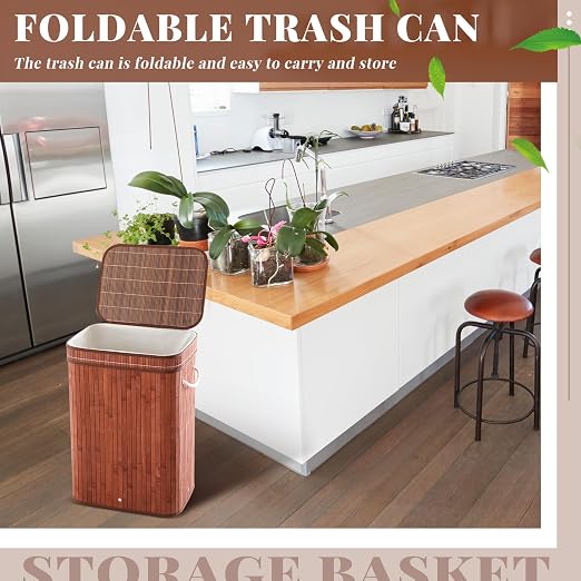 1 Pack 21 Gallon Bamboo Slim Trash Can - Image 3