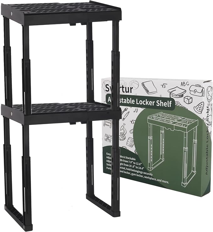 Svartur Locker Shelf Adjustable Height and Width, Locker Organizer by Homepage