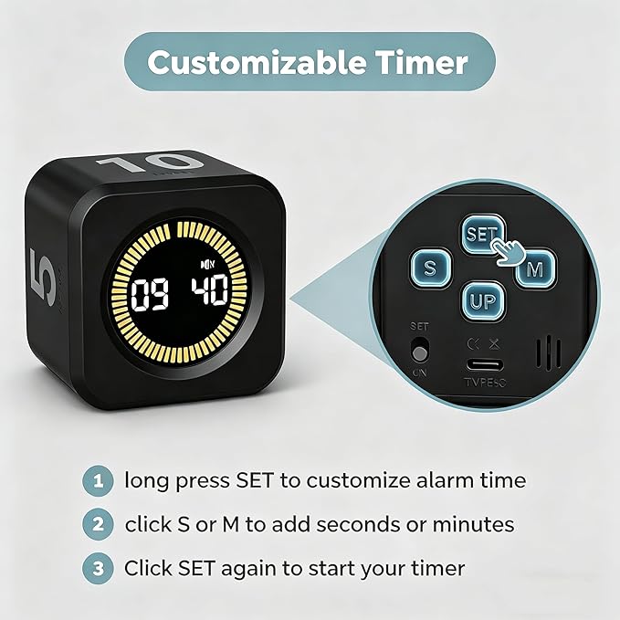 KADAMS Pomodoro Cube Timer Productivity Visual Timer - Image 5