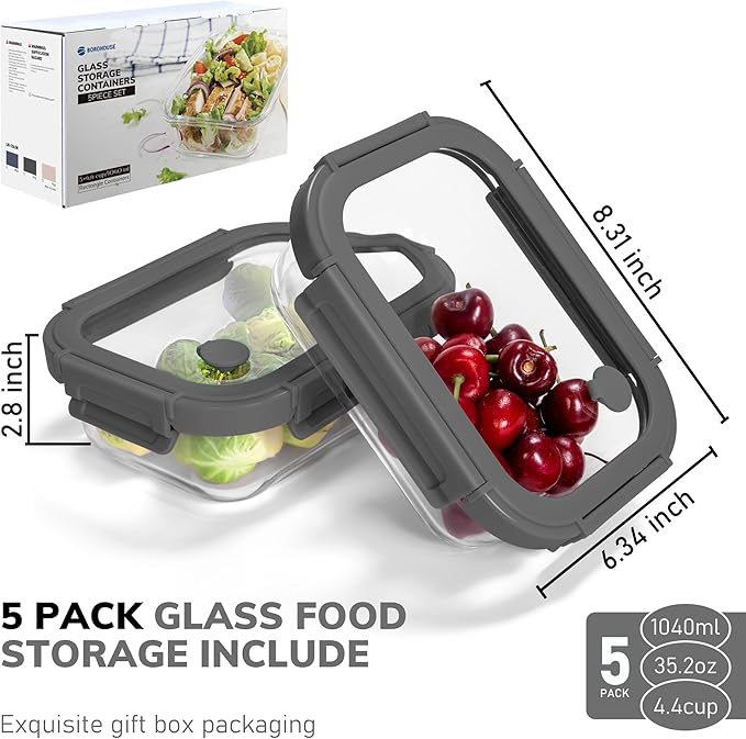 5-Pack Borosilicate Glass Containers - Image 2