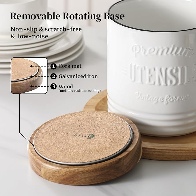 DOWAN 360° Rotating Extra Large Cooking Utensil Holder, 7.6" Kitchen Utensil - Image 4