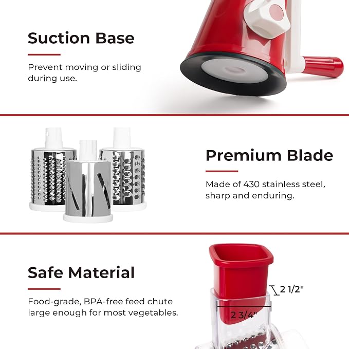 X Home Rotary Cheese Grater for Kitchen, Shredder - Image 5