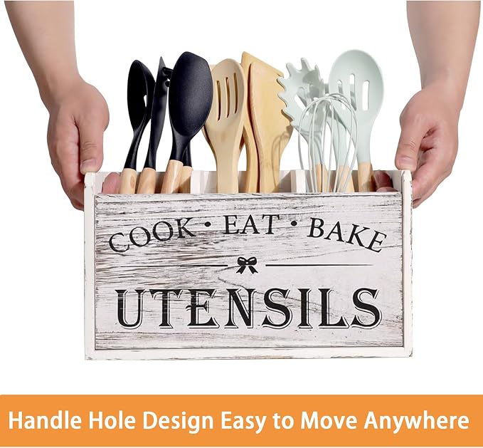 Utensil Holder, Wooden Utensil Holder - Image 7