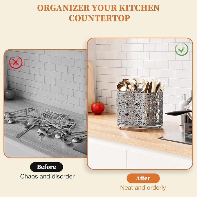 YIUKEA Rotating Utensil Caddy Countertop - Image 6