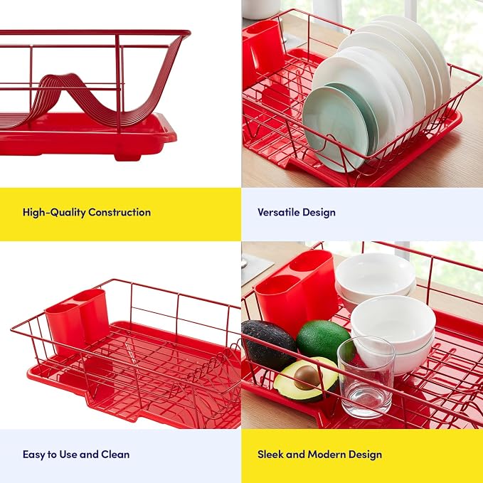 Sweet Home Collection Space-Saving 3-Piece Dish Drainer Rack Set: Efficient - Image 8