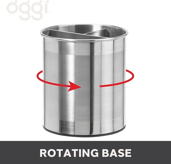 Oggi Jumbo Stainless Steel Rotating Utensil Holder - Image 4