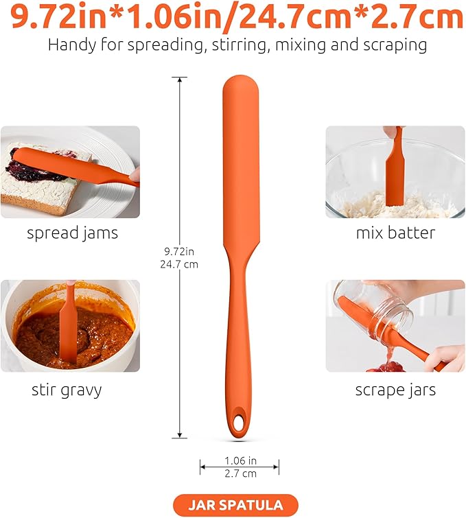 U-Taste Skinny Silicone Jar Spatula: 600ºF Heat-Resistant Food-Grade 10in Long - Image 2