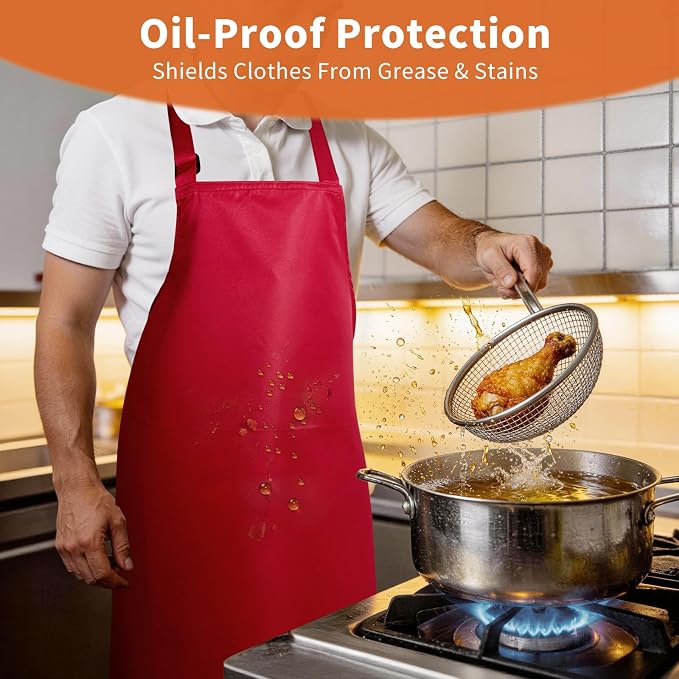 SHEOMERN Aprons for Men Kitchen Cooking – Waterproof & Oil Proof 3-Layer Long - Image 3