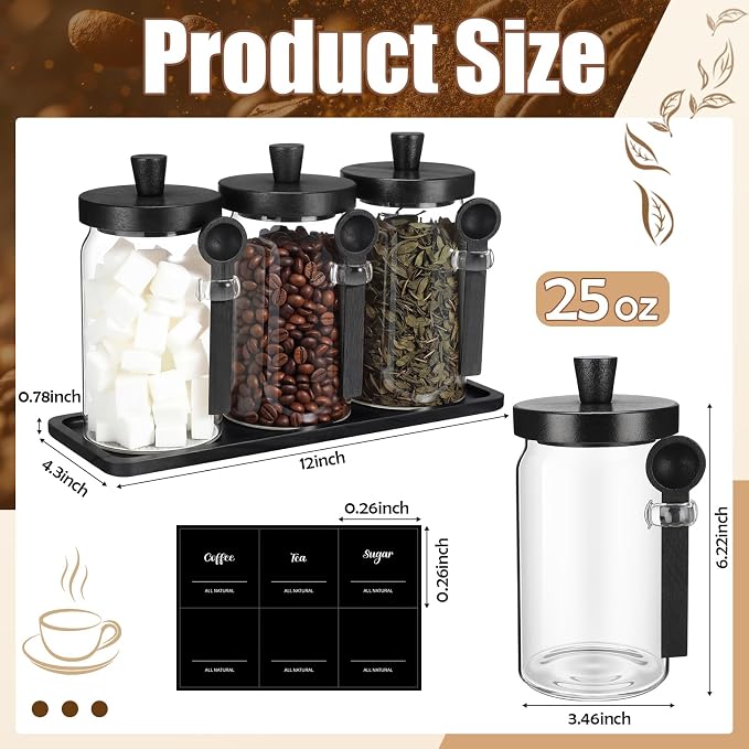 Suclain 3 Pcs Glass Coffee Container - Image 2