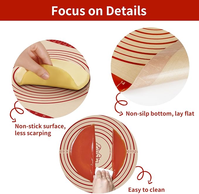 Silicone Baking Mat, Reusable Non-Stick Pastry Mat - Image 4