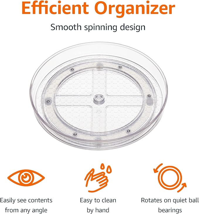 Amazon Basics Clear Rotating Lazy Susan Turntable Organizer - Image 2