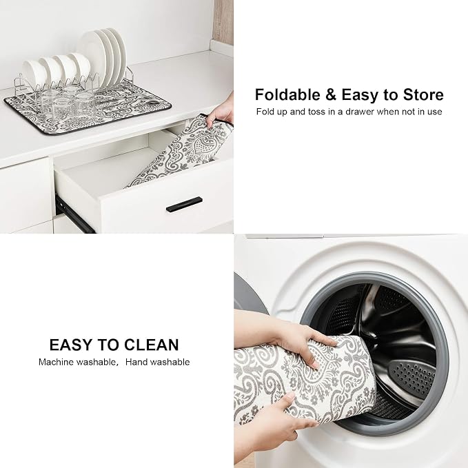 Subekyu Dish Drying Mats for Kitchen, Ultra Absorbent Microfiber Drying Mat - Image 6