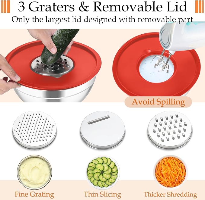 TeamFar Mixing Bowls, Stainless Steel Nesting Salad Bowls - Image 3