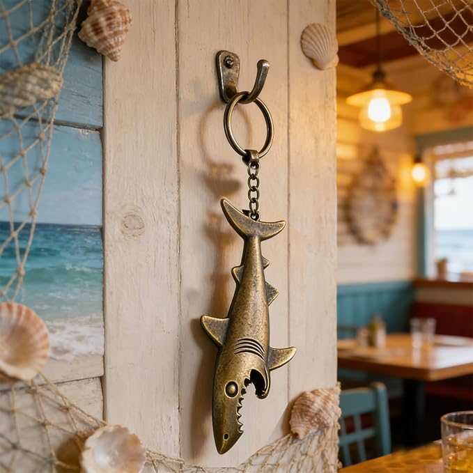 Cool Shark Bottle Opener Keychain, Vintage Zinc Alloy Beer Opener, Portable Key - Image 5