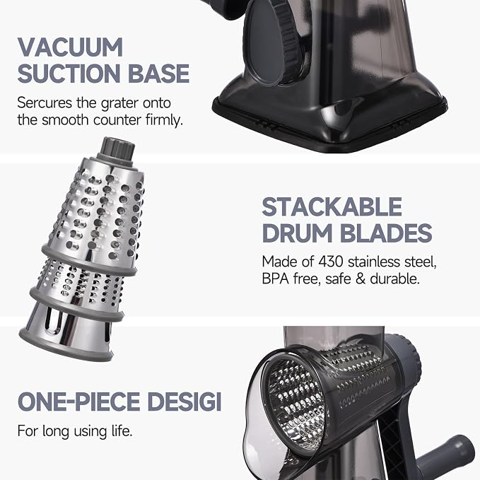 Rotary Cheese Grater with Handle Kitchen Shredder Slicer Grater Slicer Ice - Image 6