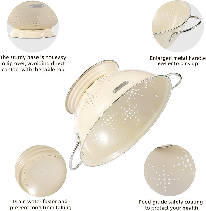 Metal Colander 2 Pack, Strainer Bowel - Image 5