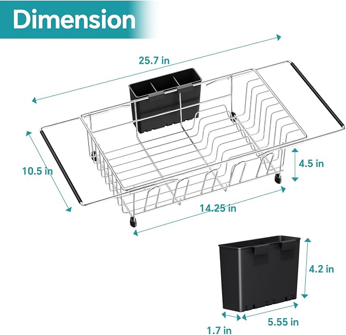 Simple Trending Expandable Dish Drying Rack in Sink, Adjustable Dish Drainers - Image 2