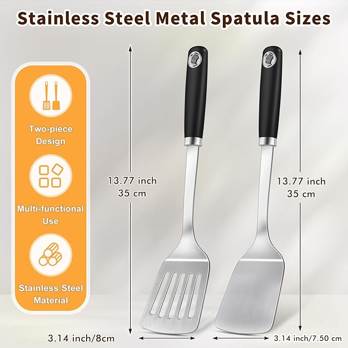 Stainless Steel Spatula, Metal Spatula Solid Turner, Heavy Duty Sturdy Spatulas - Image 6