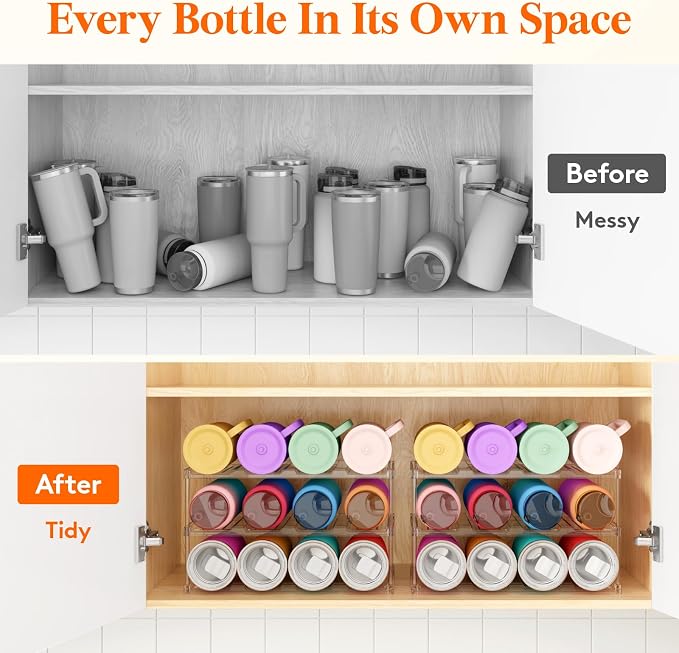 Lifewit Stackable Bottle Storage Organizer, Large Slot Water Bottle Tumbler Cup - Image 8