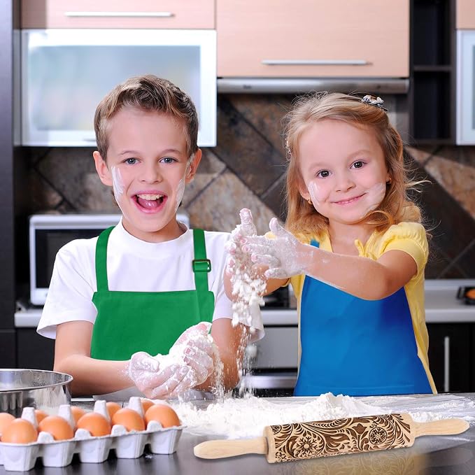Embossed Wooden Rolling Pin for Baking, Evermarket Deep Engraved Embossing - Image 9