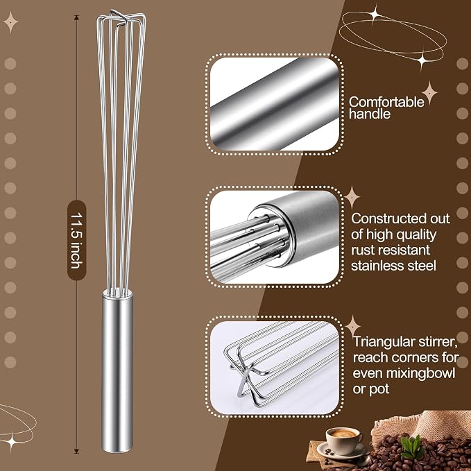 Baderke 1 Pack Espresso Whisk Tool 10.6" Long Handle Mini Whisk - Image 2