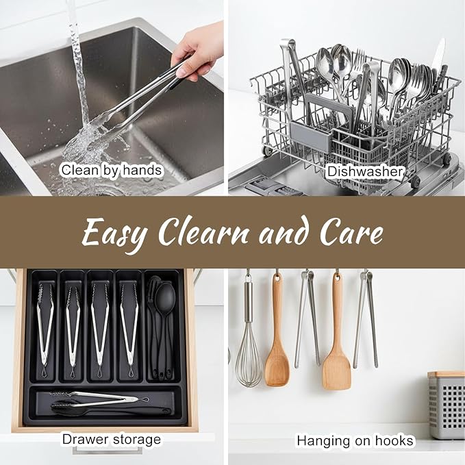 6 Pack Small Kitchen Tongs Set - Image 4