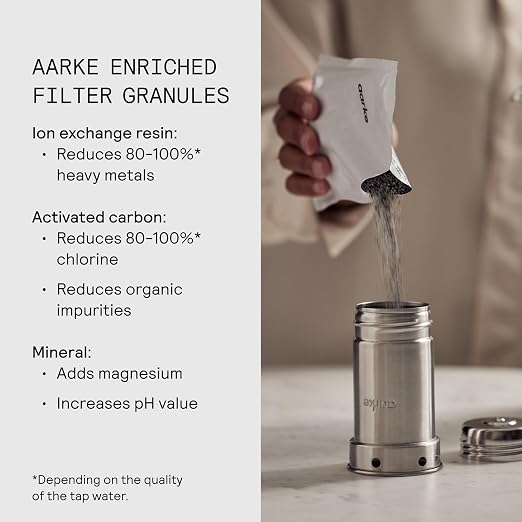 Aarke Purifier Regular Glass Pitcher Bundle w/Steel Filter, 3 Enriched + 1 Pure - Image 4