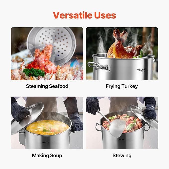 VEVOR Stainless Steel Stockpot, 64 Quart Large Cooking Pots, Cookware Sauce Pot - Image 6