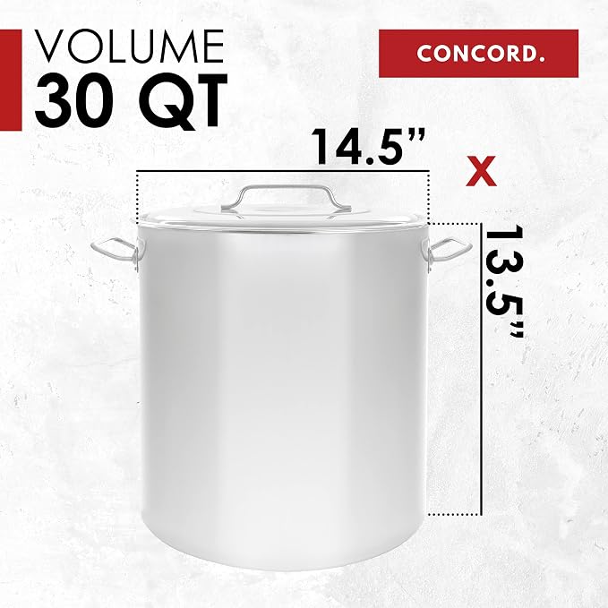 Concord 30 Quart Stainless Steel Stock Pot Cookware - Image 5