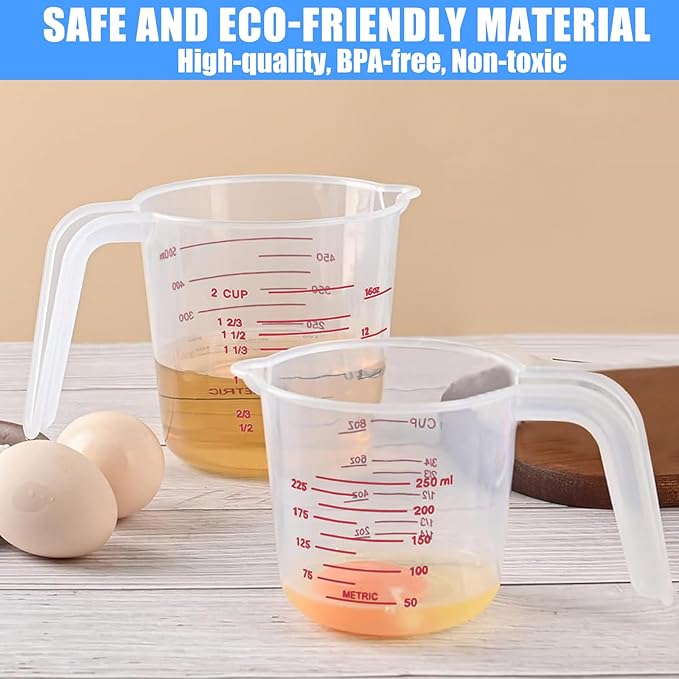 DTDNZKN 2 Pack Measuring Cup Set, Includes 250Ml, and 500Ml Plastic Liquid - Image 7