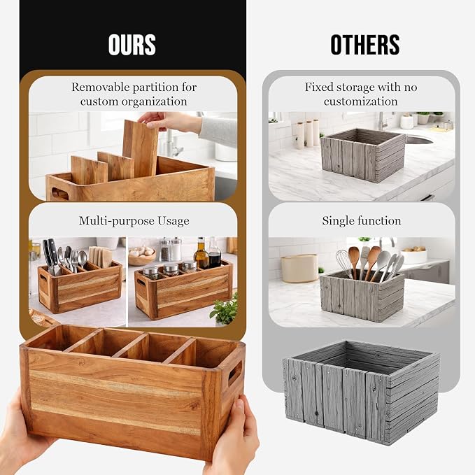 Wooden Caddy Utensil Holder - Image 6