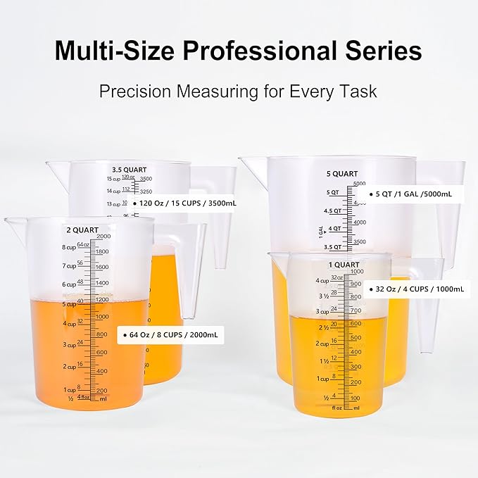Food-Grade Plastic Measuring Pitcher – 32 Ounce & 4 Cups Measuring Cups - Image 4