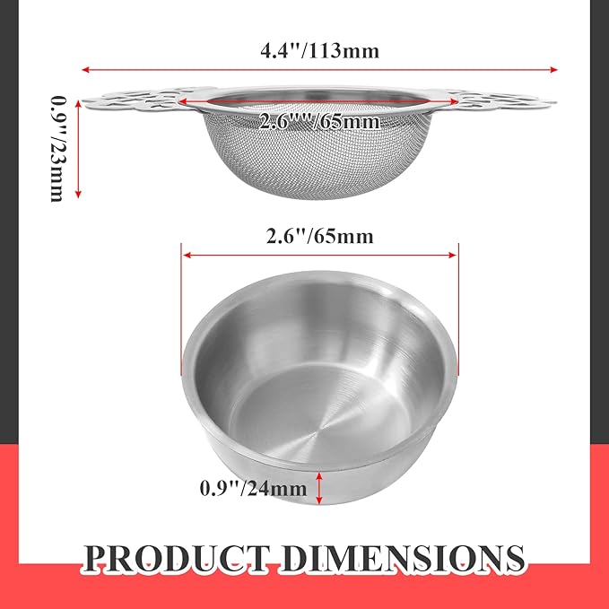 Bonsicoky 2 Pack Tea Strainer Bowl, Stainless Steel Loose Leaf Tea Filter - Image 2
