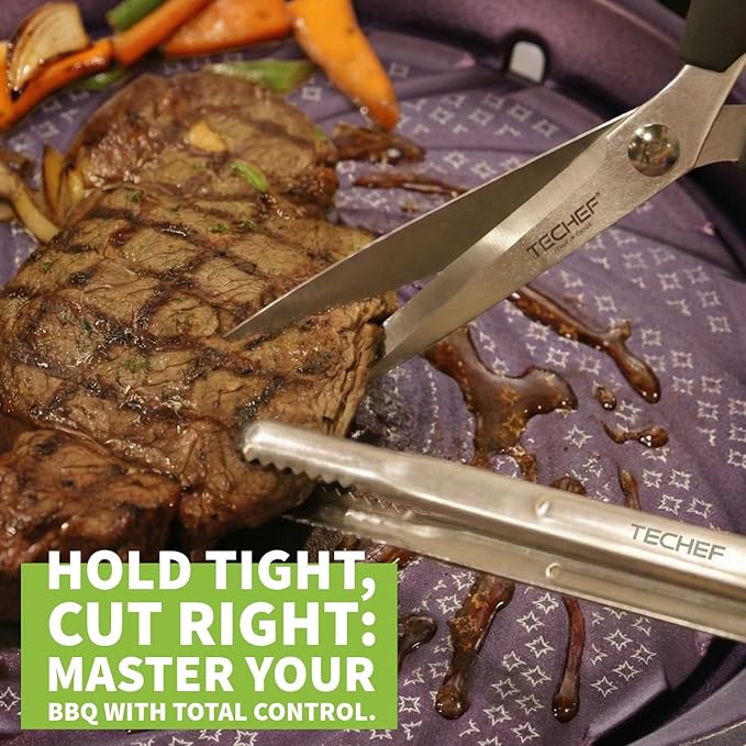 TECHEF Kitchen Shears With 2 Stainless Steel Tongs & Travel Bag, Dishwasher Safe - Image 3