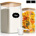 ComSaf Glass Pantry Storage Containers, 4.6Qt/1.6Qt Large Square Flour and by ComSaf