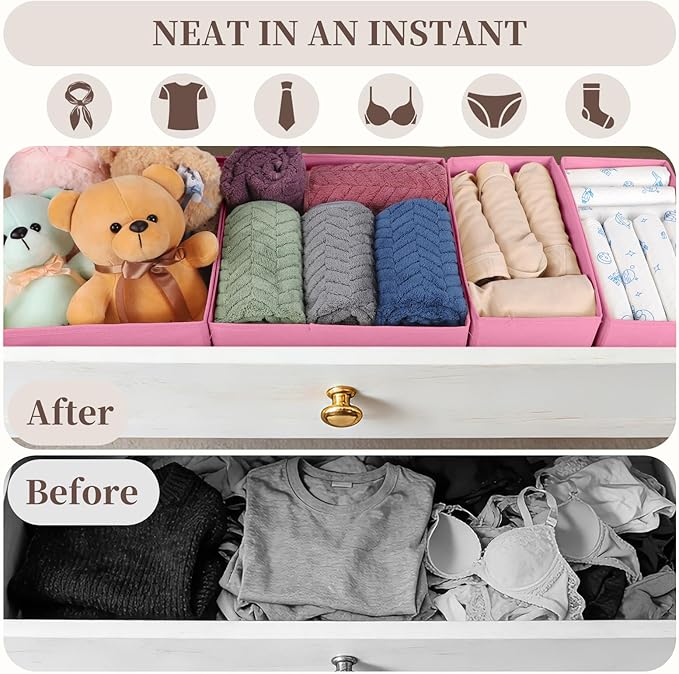 Drawer Organizer Clothes, 16 Pack Dresser Organizer Bins, Foldable Closet - Image 3