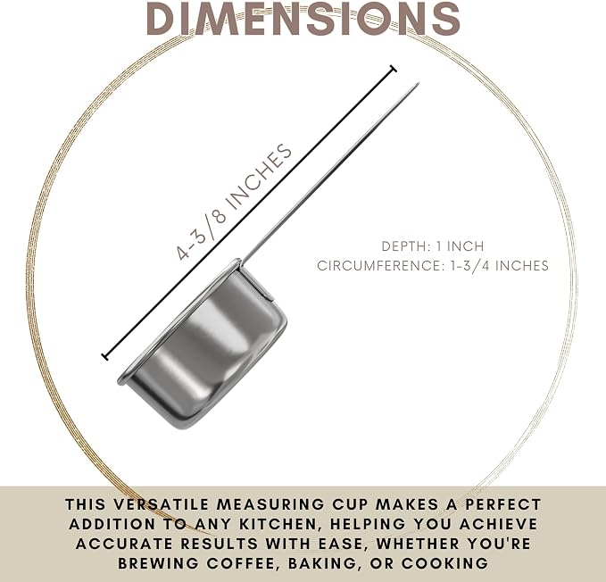 1/8 Cup Stainless Steel Measuring Cup | Sturdy Metal 30 ml | 30 cc | 1 oz | - Image 4