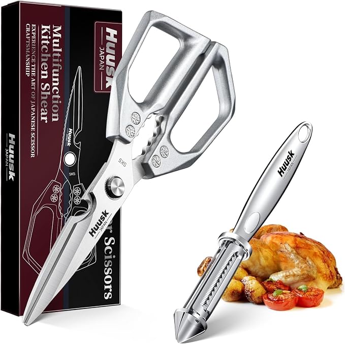 Huusk Kitchen Scissors and Potato Peelers Set, Stainless Steel Cooking Shears by HuuskKnife