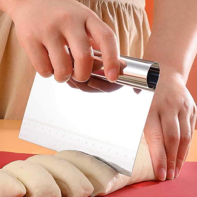 2 Pack Stainless Steel Dough Cutter & Pastry Scraper, Bench Knife - Image 4