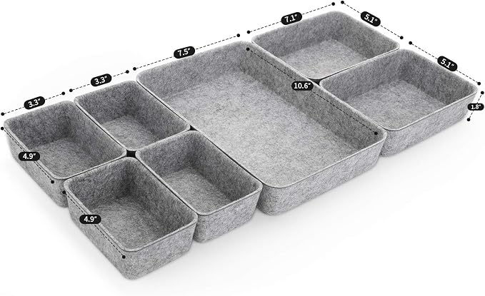 Welaxy Office drawer organizers trays felt storage bin organize dividers Box - Image 7