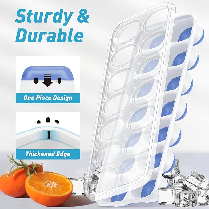 ChefAide Ice Cube Tray with Lid, 4 Packs 56 Cubes Durable Stackable Ice Cube - Image 4