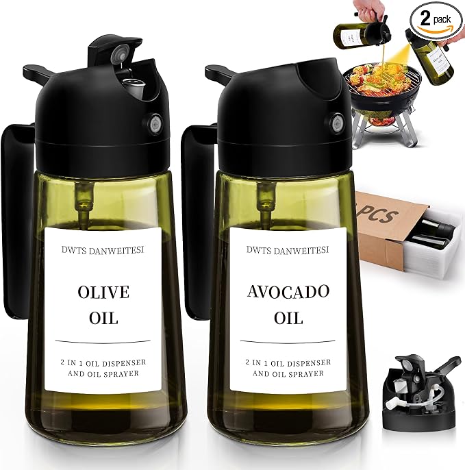 DWTS DANWEITESI Oil Sprayer for Cooking 2pcs, 2 in 1 Oil Dispenser and Oil by DWTSDANWEITESI