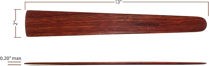 13 in Handmade Kitchen Cooking Utensil, Thin Dark Wood Saute Spatula, turning - Image 3