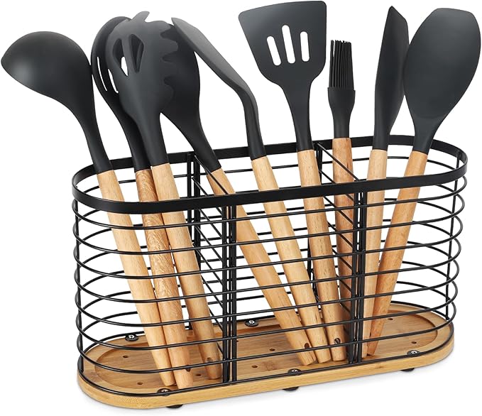 Utensil holder for Kitchen Counter- Large Utensils Holder For Farmhouse Cooking by Witarten